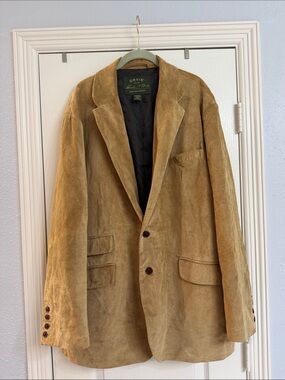 Orvis Men's Suede Leather Sport Coat in Tan Brown